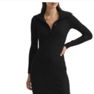 Reiss Maddison Black Knit Midi Dress | Size S | Like New